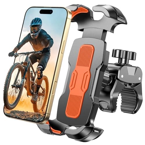 Image of Rolgno Bike Phone Holder, [Quick Release & 360° Rotation] Motorbike Phone Mount, Secure Lock Motorcycle Phone Holder for 4.7"-6.9" Phones, Universal Handlebar Phone Mount for Bicycle/Moped/Scooter