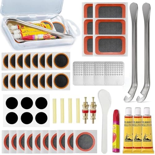 Image of AONAT 56PCS Bike Tyre Puncture Repair Kit with Self-Adhesive Patches, Glue, Tyre Levers, Portable Storage Case for Road, Mountain, Commuter Bikes & Motorcycles