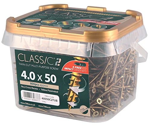 Image of TIMCO - C2 Strong-Fix Multi-Purpose Premium Screws - PZ - Double Countersunk - Gold - 4.0 x 30 - Tub of 1500