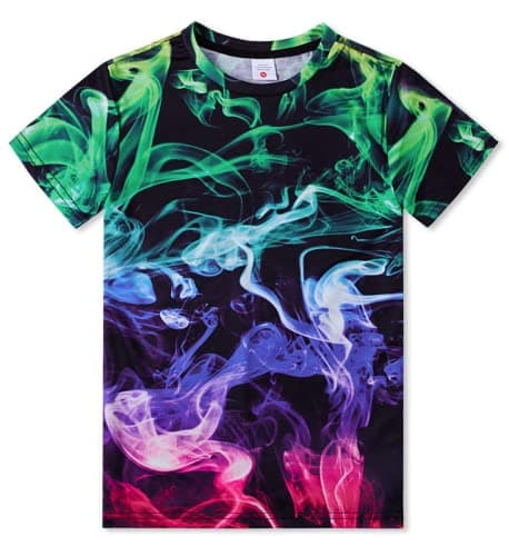 Image of Belovecol Little Boys Girls 3D Bright Green T Shirt Colorful Cool Summer Tee Shirts Short Sleeve Hip-hop T-Shirt 6-8 Years