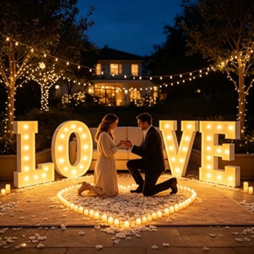Image of Yokqexz Love Letter Light Up Signs, 70-120cm LED Ambient Decor Lamp, Portable Mounted, Ideal Decoration for Engagement Party Couple Room Romantic Scene Layout(100cm)