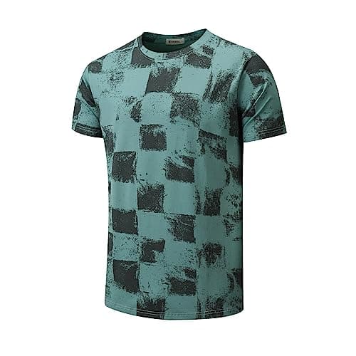 Image of RONOMO Men's Round Neck Short Sleeved T-Shirt | Medium Elasticity | Soft and Breathable | Pre Shrunk Treatment| (GZ Green XL)