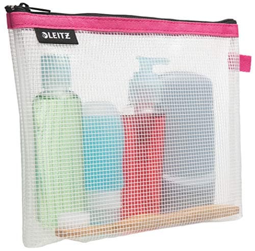 Image of Leitz Wow Cosmetic Travel Pouch, Water Resistant, Ideal Toiletry Bag, Suitable for Travel, 24x17x3cm - Pink