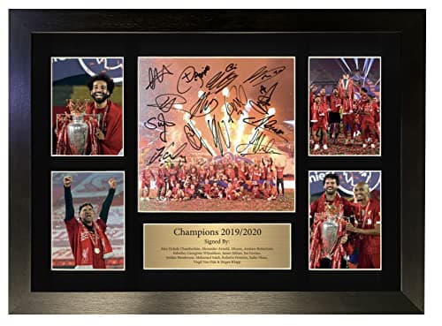Image of Liverpool Autograph Print Premier League Champions 2019/2020 Poster Display Signed A3 (Frame Size 460 x 340mm) Printed Photo Picture Football Gifts No117, Black