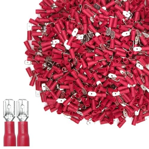 Image of 1000PCS 4.8mm 0.187" Quick Disconnect Spade Terminals,22-16AWG Vinyl Insulated Crimp Male Wire Connectors (22-16awg（Male） Red, 4.8mm 0.187"（1000PCS）)