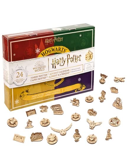 Image of UGEARS Harry Potter Advent Calendar - Countdown Fidget Advent Calendar with 24 Fidget Wooden Models to Build for Adults - 3D Wooden Puzzles