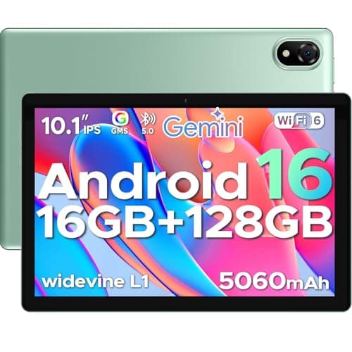 Image of POPUX U10 Android 16 Tablets, 10 Inch HD+ IPS Tablet, 16GB RAM+128GB ROM+2TB Al Tablet, 5060mAh Android Tablets, 8MP+5MP Cameras, Gemini Al/Widevine L1/WIFi 6/BT 5.0/3.5mm headphone- Green