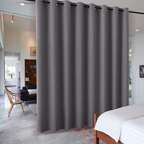 Image of PONY DANCE Divider Curtain for Living Room - Privacy Blackout Thermal Insulated Partitions Curtain Saving Energy Room Divider Light Blocking for Bedroom Basement/Nursery, 1 Panel, W 180" x L 96", Grey