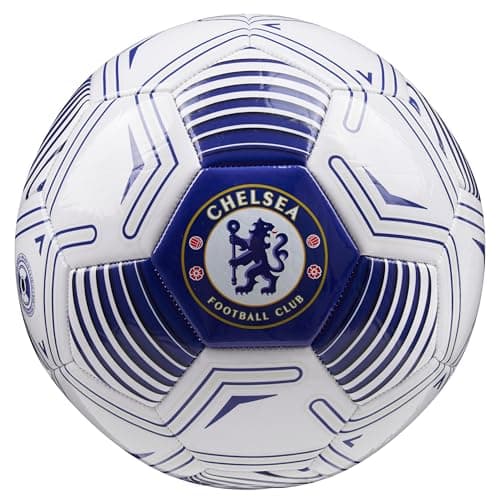 Image of Chelsea F.C. Football Soccer Ball for Adults Teenagers Kids Training Football Size 3, 4 or 5 Merchandise (White/Blue, Size 4)