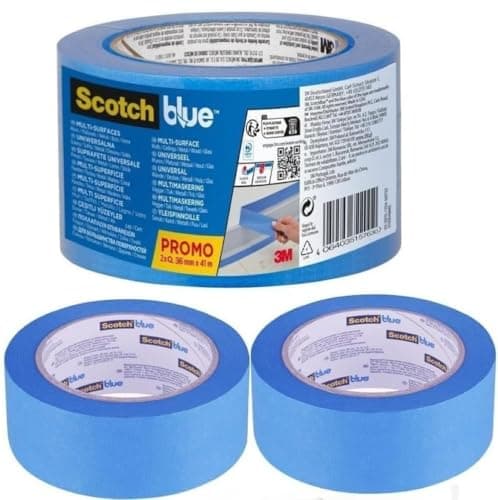 Image of ScotchBlue Multi-Surface Masking Tape, 2 Rolls, 36 mm x 41 m - Scotch Adhesive Blue Painters Tape, For Painting and Decorating, Indoor & Outdoor, Sticks Well, 100% PEFC