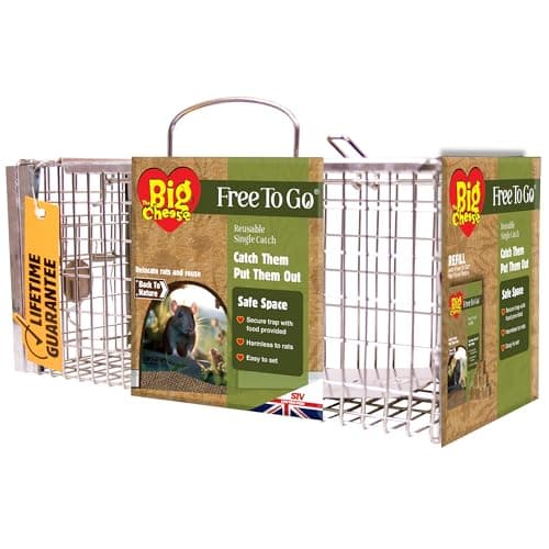 Image of The Big Cheese Ready-Baited Rat Cage Trap Poison-Free Welfare Friendly British Grain Safe Around Children and Pets Monitor Infestations Good Quality