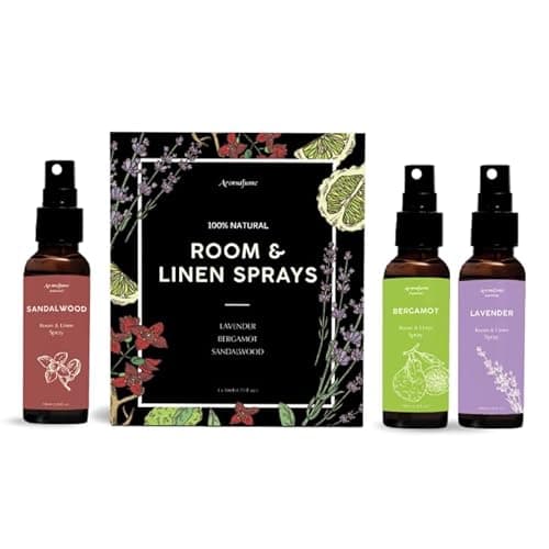 Image of Lavender, Bergamot & Sandalwood Room & Linen Mist Gift Set | 3x50ml Natural Air Freshener Spray for Home, Fabric, Bedding & Pillows | Aromatherapy Fragrance, Relaxing & Calming Scent | Alcohol Free