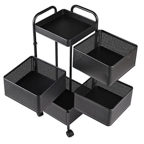 Image of HYGRAD BUILT TO SURVIVE 3, 4, 5 Tier Rolling Multi-purpose Metal Rotating Detachable Mesh Potato/Fruits/Vegetable Storage Baskets Shelf Organizer Tidy Kitchen Rack With Wheels (4 Tier)