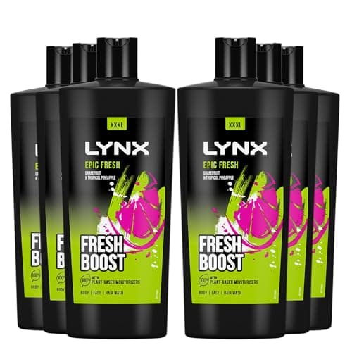 Image of Lynx Shower Gel 12 Hours of Long Lasting Refreshing Fragrance Body Wash with Plant-Based Moisturisers for Men XXXL Size Body Cleanser for Naturally Soft Skin, 700ml (Epic Fresh, Buy 6)