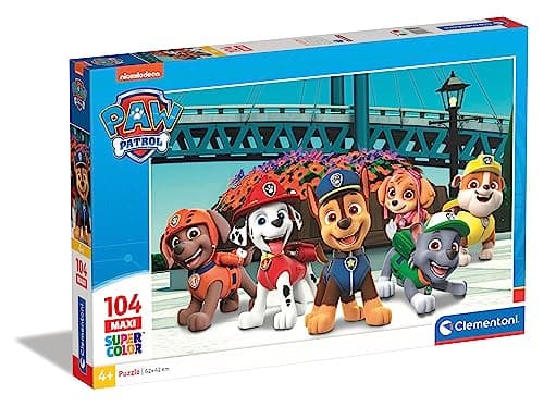 Image of Clementoni 23755, Paw Patrol Supercolor Maxi Puzzle for Children - 104 Pieces, Ages 4 years Plus Multicoloured