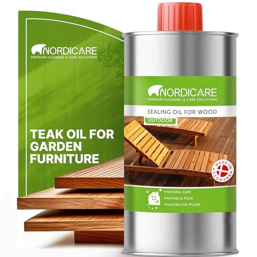Image of Nordicare Teak Oil for Garden Furniture 500ml – Outdoor Wood Oil for Garden & Outdoor Furniture, Seals and Protects Against Drying Out, Easy to Apply, Suitable for Teak, Oak, Mahogany & More