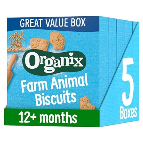 Image of Organix Farm Animal Biscuits, Organic Toddler Snack, 12+ Months, 100 g (Pack of 5)