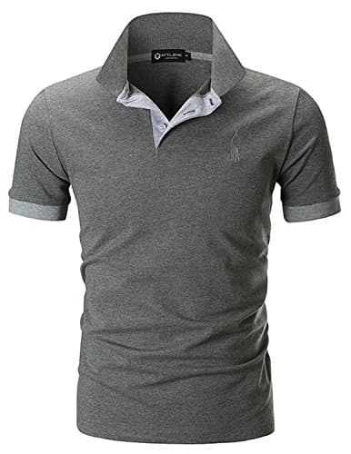 Image of STTLZMC Mens Casual Short Sleeve Polos Tennis Golf Classic Polo Shirts (5XL, Dark Grey)