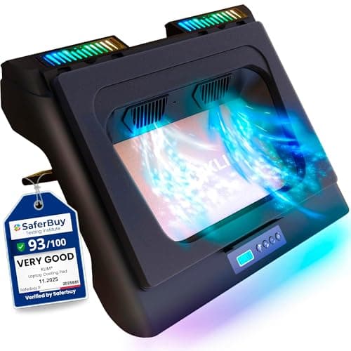 Image of KLIM Everest Laptop Cooling Pad - New Version - Powerful Turbo-Fan 4300 RPM Cooler - Sealed Foam for Maximum Performance - Avoid Overheating and Protect Your Gaming Laptop - 14-17.3 in - Black