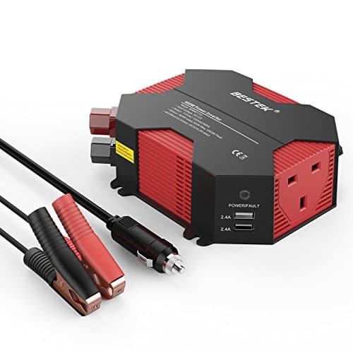 Image of BESTEK 500W Power Inverter Car Charger 12V to 240V 230V Converter with UK Outlet Socket & 4 USB Ports Auto Adapter Power Supply for Travel Camping RV