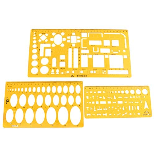 Image of ULTECHNOVO Professional Ellipse Drafting Template Ruler Set 3 Pieces Transparent Geometry Stencils for Interior Design Engineering Drawing Architectural Plans