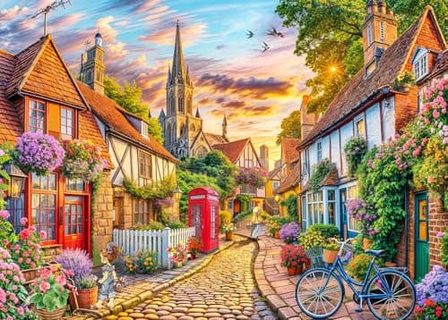 Image of Puzzles 1000 Pieces for Adults Jigsaw Puzzles for adults 1000 Piece Puzzle Educational Games -Charming Towns- Beautiful Decoration Puzzle