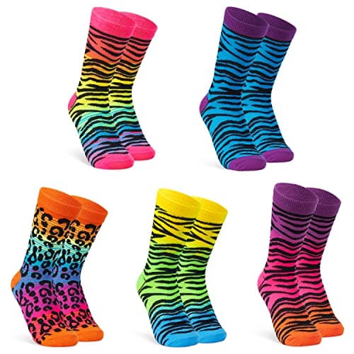 Image of CityComfort Socks for Women & Teens UK Size 4-7, Pack of 5 Soft Warm & Breathable Casual Sports Crew Socks, Gifts for Women (Multi Animal Print)