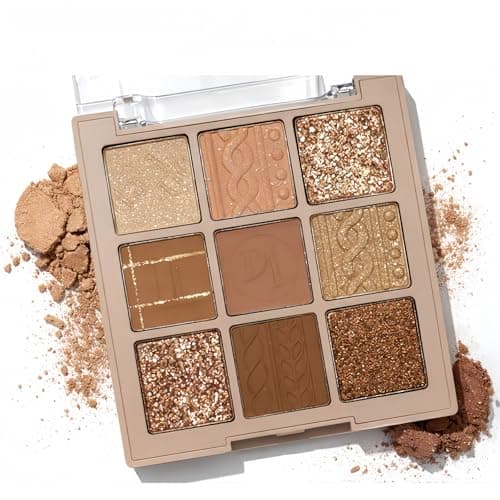 Image of Matte & Shimmering Nude-Brown Eyeshadow Palette,Glitter Eyeshadow Palette,Waterproof Long-Lasting High Pigment Blendable Powder for Everyday Eye Makeup,Perfect for Girls' Make-up Looks,Easy to Carry