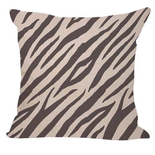 Image of Orythyra Decorative Cushion Covers 45 x 45 cm Brown Zebra Stripe Pillow Case Cushion Cover for Outdoor Patio Garden Blench Living Room Sofa Farmhouse Decor Rustic Linen 18x18 inches