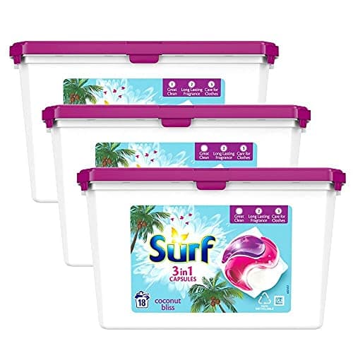 Image of HomeStore Coconut Bliss Washing Capsules (Case of 3 x 18 Wash 382g) - Scent: Coconut
