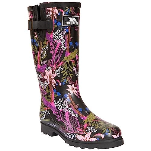 Image of Trespass Womens Wellington Boots Elena - Women's Outdoor Welly Boots, Water Resistant Rubber Wellie Boots, Ladies Printed Boots for Rain Wet Weather