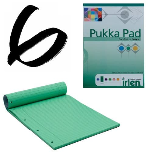 Image of 6x Green Pukka Pad A4 80gsm Ruled With Margin 100 Pages 50 Sheets