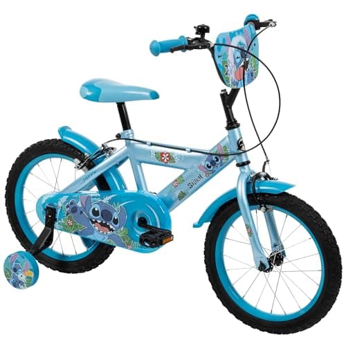 Image of Huffy Disney Stitch 16" Kid’s Bike, aged 5-9 years, Dual Calliper Brakes, Removable Stabilisers, Adjustable Seat, Blue