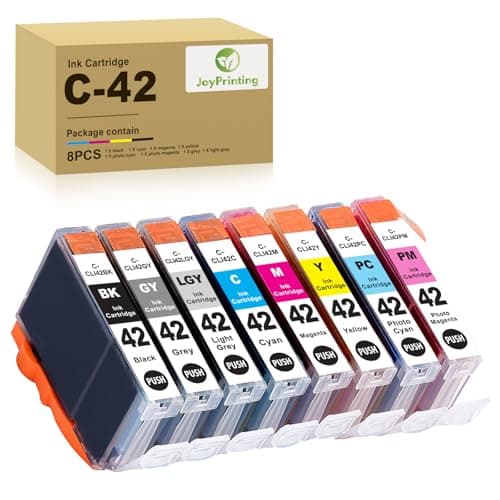 Image of JoyPrinting 8 Pack CLI-42 CLI42 Compatible Ink Cartridges Use for Canon Pixma Pro-100 Pro 100 Pro-100S Printers (1BK, 1C, 1GY, 1LGY, 1M, 1Y, 1PC, 1PM)