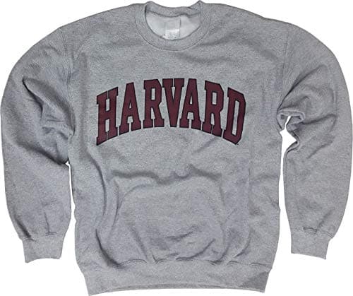 Image of Harvard University Sweatshirt - Officially Licensed Arched Block Crewneck, Grey, XL
