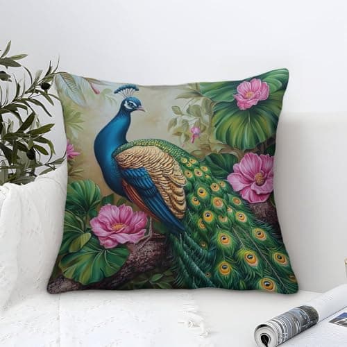Image of TNSGHAVED 3D Printed Peacock Square Pillowcases Pillow Case Cushion Garden Cushion Super Soft Pack of 1 Home Decor for Sofa Bedroom 45x45cm
