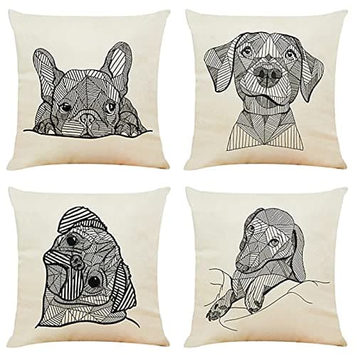 Image of Cushion Covers 12x12 inch Outdoor Cushions Set of 4 ANIMAL DOG Printed Pillow Covers Square Double Sided Velvet Cushions for Patio Couch Balcony Farmhouse Garden Decorative Pillowcases a1171