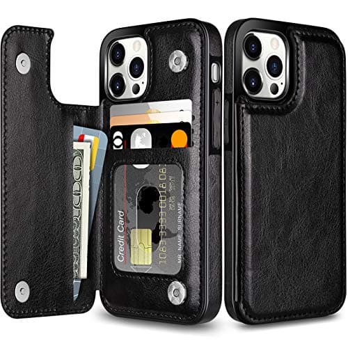 Image of Coolden Compatible with iPhone 12 Pro Max Case Wallet Case Shockproof Case with Card Holder Flip Folio Soft PU Leather Magnetic Closure Protective Case Cover Compatible with iPhone 12 Pro Max (Black)