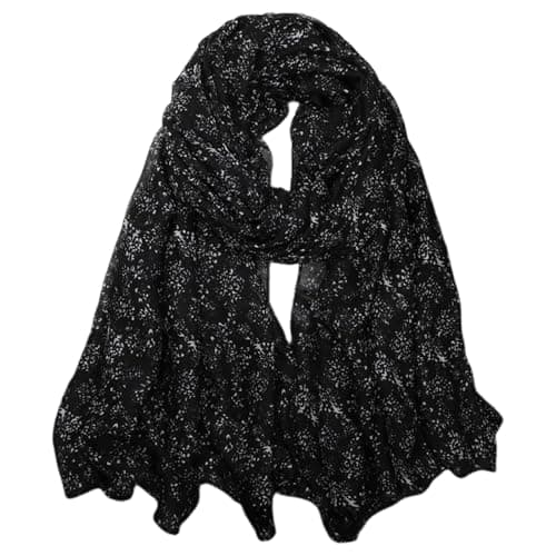 Image of FAIRYGATE Black Scarf for Women UK Versatile Shawls and Wraps Women's Scarfs Ladies Soft Scarves Lightweight Cotton Feeling Wrap Floral Print Shawl 46021