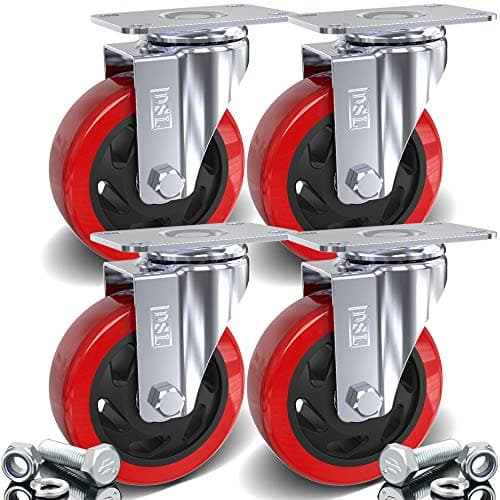 Image of DSL 4 x Heavy Duty UNBRAKED Double Bearing 100mm Swivel Castor Wheel Trolley Furniture Caster 700KG Free Fitting