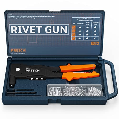 Image of Presch Rivet Gun Set with Case and 75 Blind Rivets - Robust Professional Riveter Rivet Gun - Riveting Tool with an Ergonomic Handle for Blind Rivets