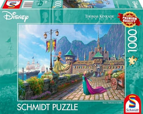 Image of Schmidt | Thomas Kinkade: Disney Frozen Celebrating in Arendelle | 1000 Piece Jigsaw Puzzle | Ages 14+ | 1+ Players