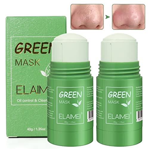 Image of 2PCS Green Tea Mask Stick for Face - Cleansing Purifying Clay Mask, Reduce Blackhead & Acne, Moisturizing, Oil Control, Deep Clean Pore, Improves Skin, for All Kind Skin Type Women Men