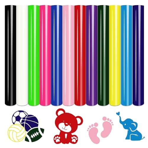 Image of Tintnut Heat Transfer Vinyl Bundle with 12 Assorted Colors, 12" Inches x 10" Inches HTV Vinyl Printable Iron on Vinyl for T-Shirts, Clothing, Bag, Shoes