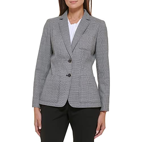 Image of Tommy Hilfiger Women's Blazer – Business Jacket with Flattering Fit and Single-Button Closure, Black/Ivory, 12