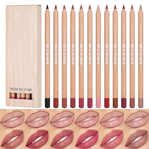 Image of LOPHE 12 Colour Matte Lip Liner Set, Nude Lip Liner Collection, Waterproof Long-Lasting Lip Definer Set with High Pigmentation, High Pigmented Natural Lip-Makeup for Women
