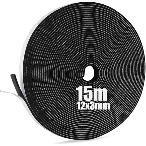 Image of SDLDEER Foam Tape, Self Adhesive Foam Strip 12mm(W) X 3mm(T) X 15m(L) Weather Stripping Door Seal Strip, Draft Excluder for Windows Door, Anti-Collision, Weatherproof, Window Soundproofing