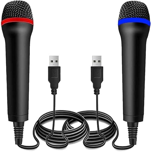 Image of BM 2 Pack Wired USB Microphone for Guitar Hero, Rock Band, Lets Sing - Compatible with Xbox One, Xbox 360, PS2, PS3, PS4, PS5, Switch, Wii, Wii U