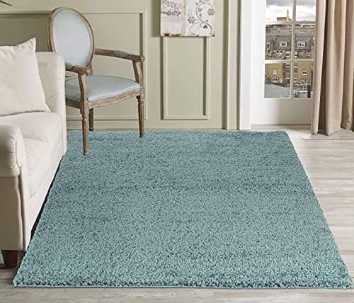 Image of Serdim Rugs Living Room Shaggy Area Rugs, Polypropylene, Duck Egg Blue, 160x230cm(5'3"x7'7)