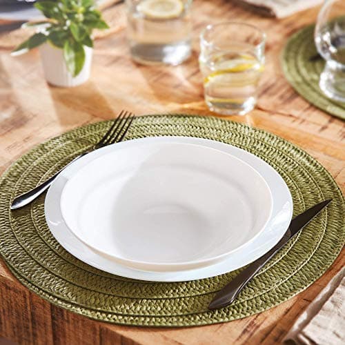 Image of Luminarc Alexie 18pc Black White Opal Glass Dinner Set Dinnerware Modern Plates (6X Soup Bowls, White)